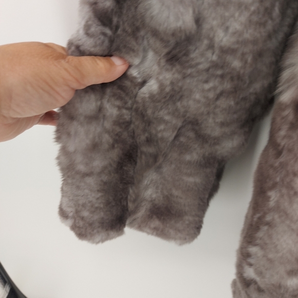 Adrienne Landau Gray Rabbit Fur Coat Size Medium - Picture 2 of 7